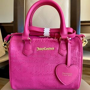 Juicy Couture Debossed Raspberry Speedy Satchel Crossbody Bag